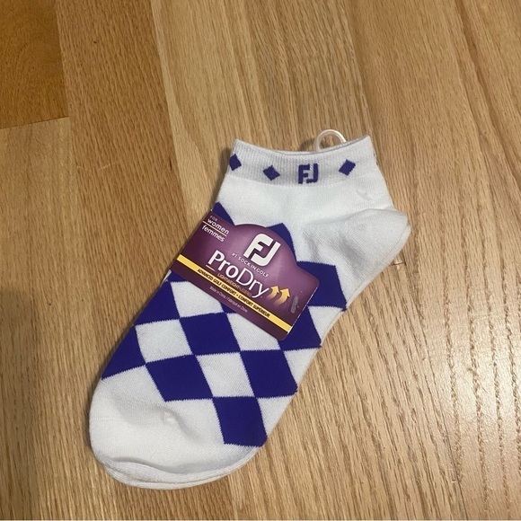 Foot Joy Pro Dry Argyle Diamond Print Socks NEW Lightweight Blue White - Picture 2 of 3